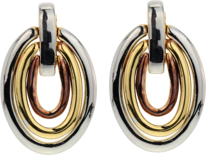 Behave - ovale tri color oorbel - modern chic - dagelijkse elegantie