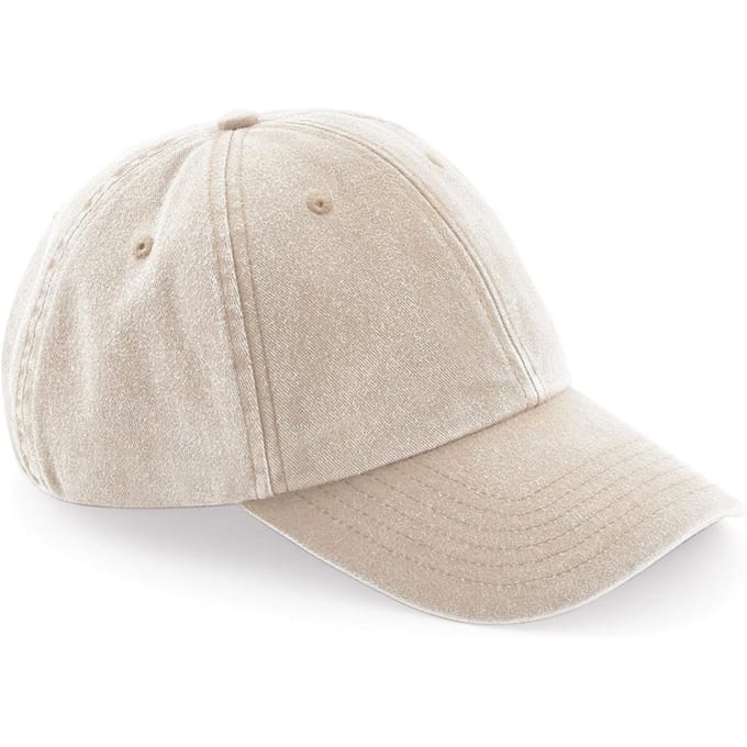 Beechfield Unisex Laag Profiel Vintage Denim-Look Cap (Vintage steen)