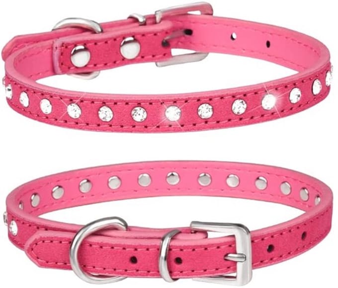 Dailygoody - Fancy hondenhalsband - Strass kristallen - Elegant suède