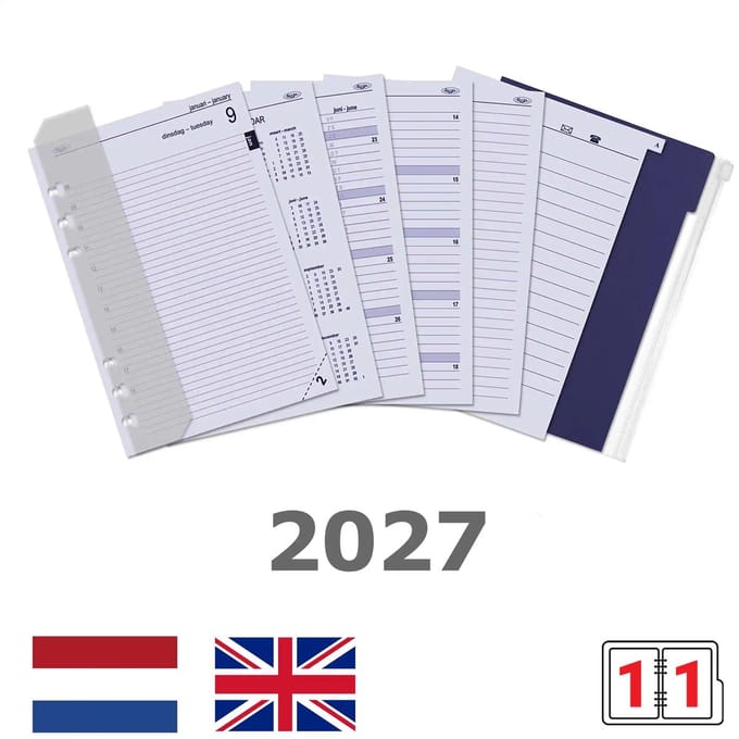 Kalpa 6301-27 210 x 144 mm A5 Planner Vulling 1 dag per pagina compleet 2027 NL EN