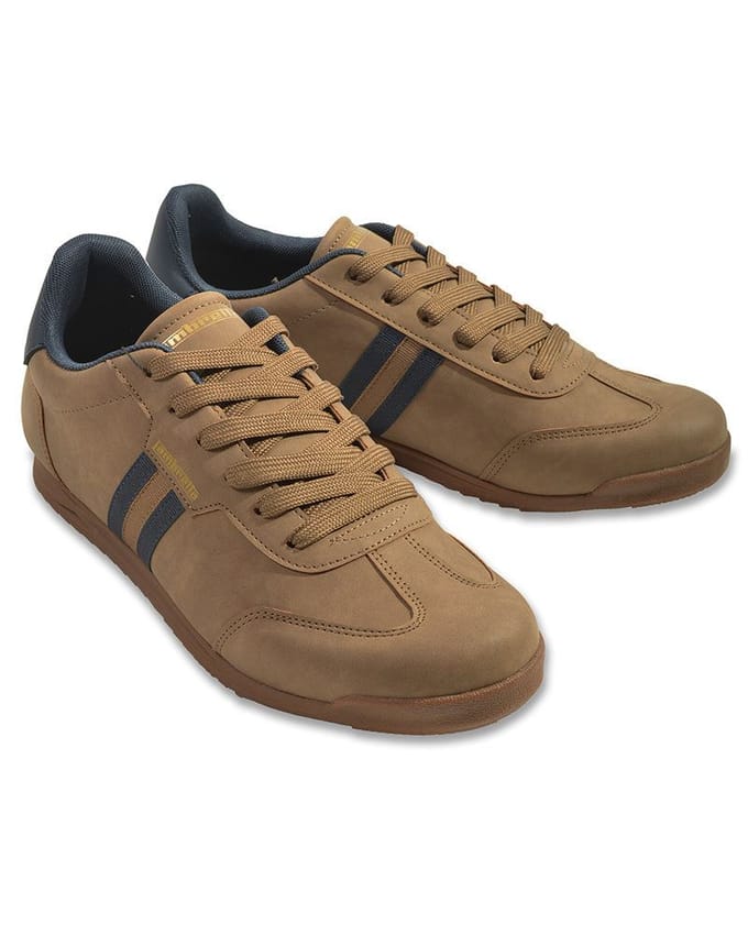 Lambretta Tackle Heren Taupe/Navy Sneakers