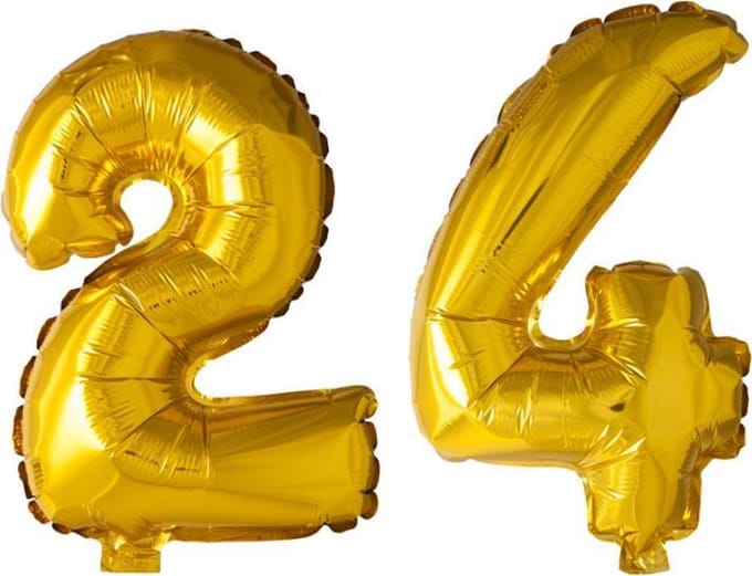 Folieballon nr. 24 Goud 41cm