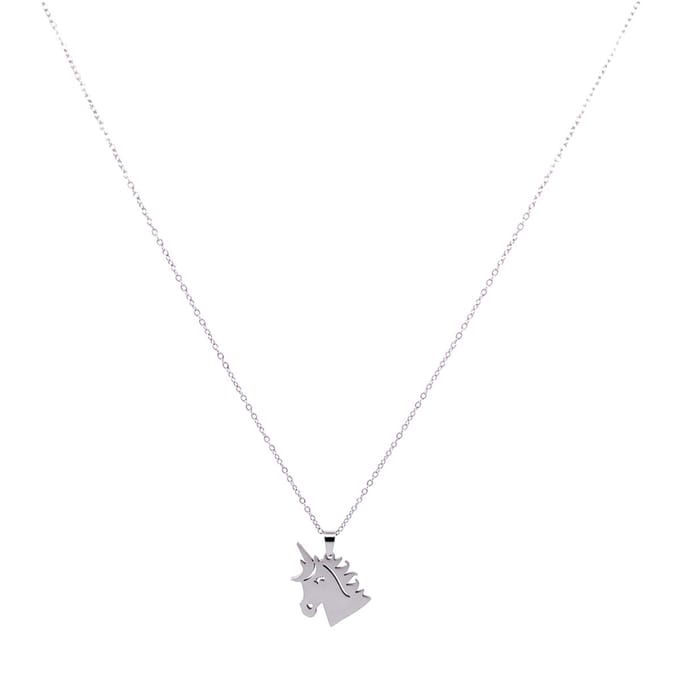 Heaven Eleven - meisje ketting unicorn - RVS zilver - 60cm