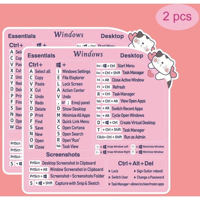 Computer Toetsenbord Sneltoets Stickers, 2 stuks/pak 2pcs white