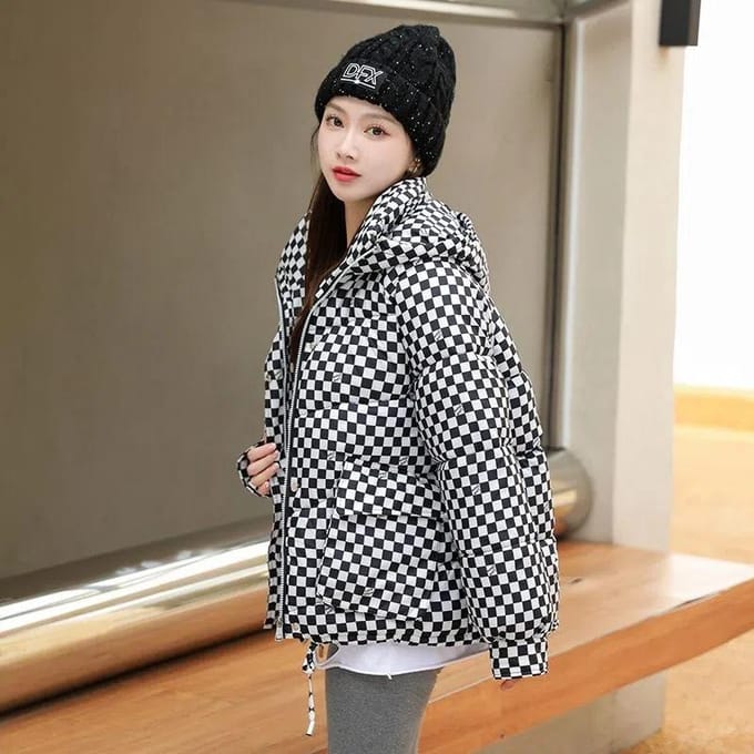 Hiver Doudoune Coton Rembourrée Femme Courte Épaissie Ample À Capuche Petits Vêtements Coton Rembourrés M gray