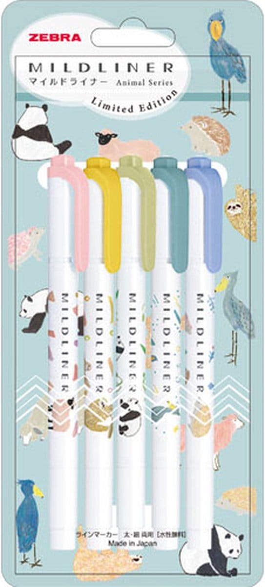ZEBRA - HIGHLIGHTER - MILDLINER DOUBLE SIDED - ANIMAL SET B – BLUE LIMITED EDITION