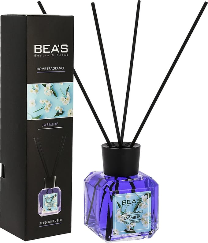 BEA'S JASMINE REED DIFFUSER - 120 ml - Geurstokjes - Luchtverfrisser - Aromatherapie
