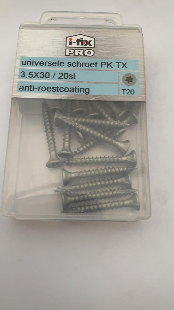 Universele schroef platkop torx 3.5x30mm 20 stuks anti roest coating