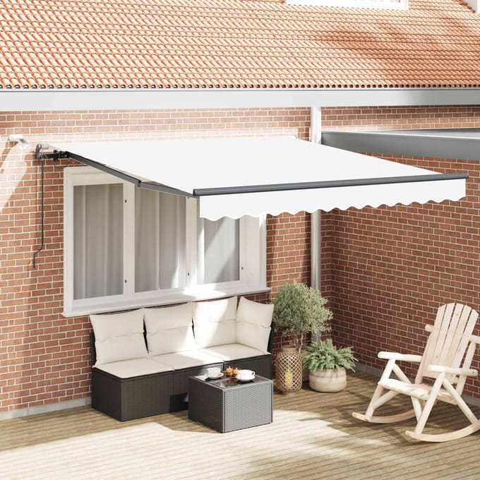 vidaXL - Uitschuifbare - luifel - Wit - 300 - x - 250 - cm - Polyester