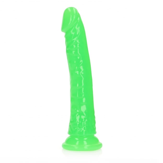 RealRock by Shots Slank Realistisch Dildo met Zuignap - Glow in the Dark - 8'' / 20 cm - Roze