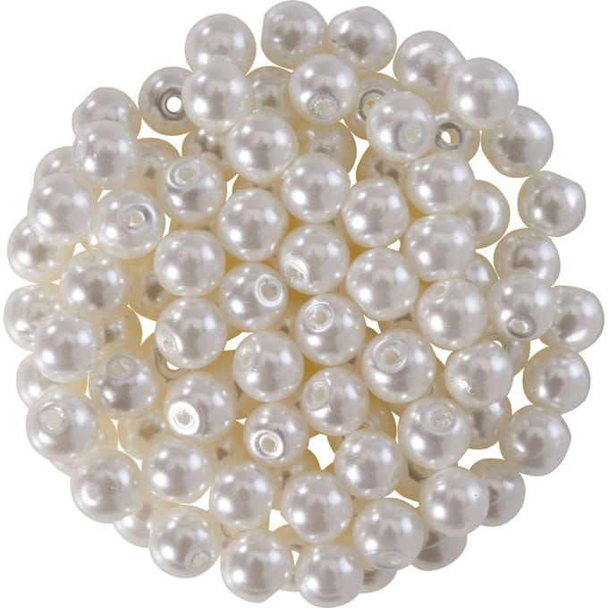 Glasparels, Ø 4 mm, 100 stuks - Wit