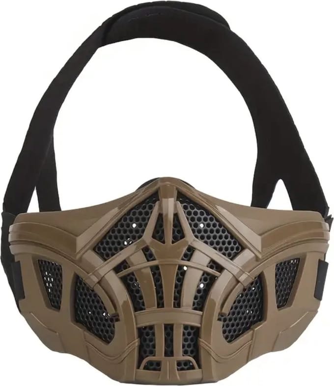Nivard Airsoft Masker - Paintball - Mask - Tactical Helmet - Helm - Half Face - Bruin
