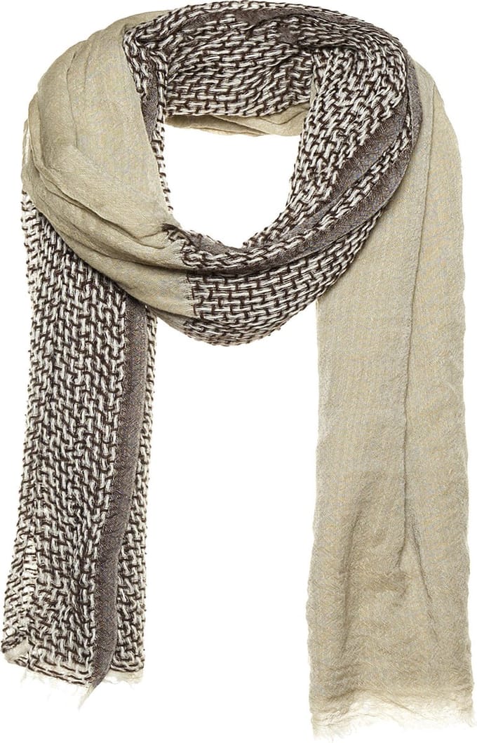 Sjaal taupe - 100% wol - met basket weave