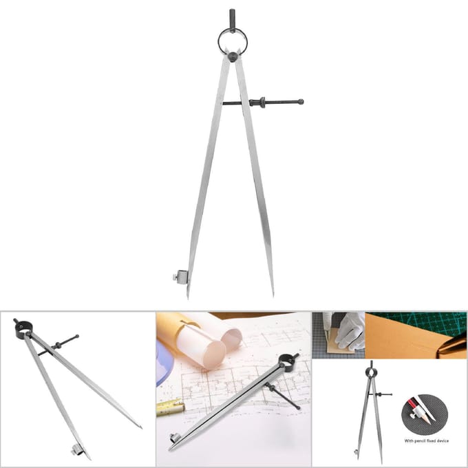 Compas à pointe sèche Traceur de ligne Compas à dessin Outil rotatif d'artisanat Compas de traçage(250mm) gray