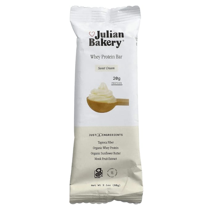 Julian Bakery, Wei Eiwitreep, Zoete Room, 12 Repen, 60g (2.1oz) Elk