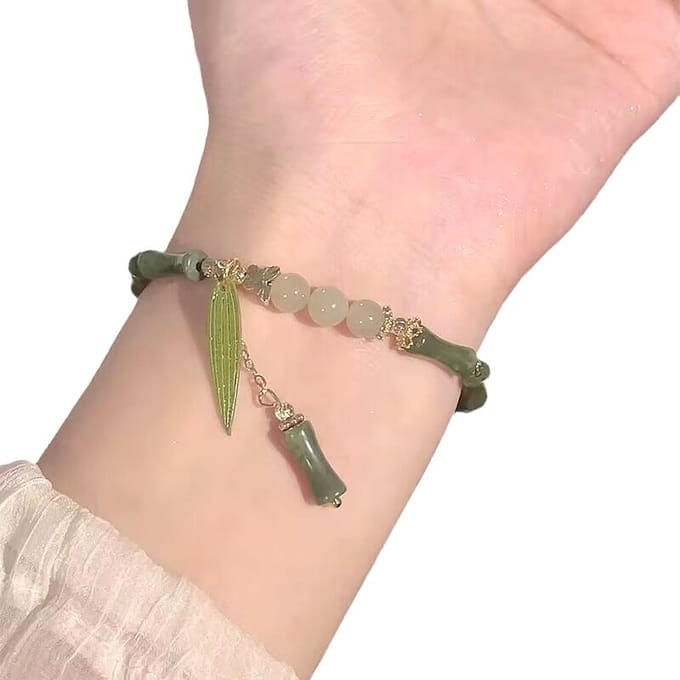 Creatieve groene bamboe kralen armband Retro Chinese stijl eenvoudige armband 1pc gray