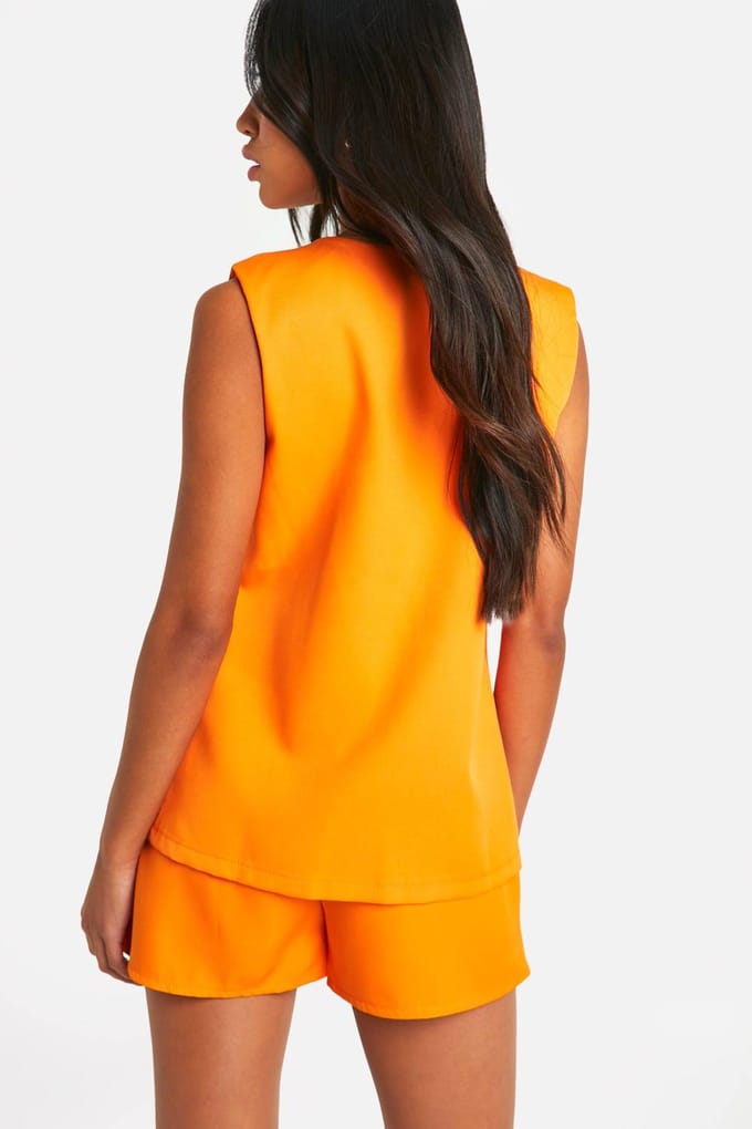 boohoo Dames Plunge Front Waistcoat | Orange | Maat: 6
