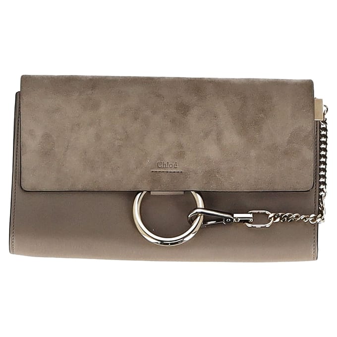 Chloé Faye Clutch Tas in Grijze Suède