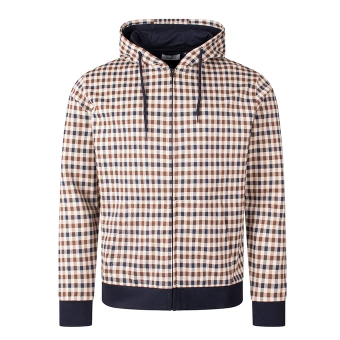 Aquascutum Active Iconic Full Zip-up Hoodie Club Check