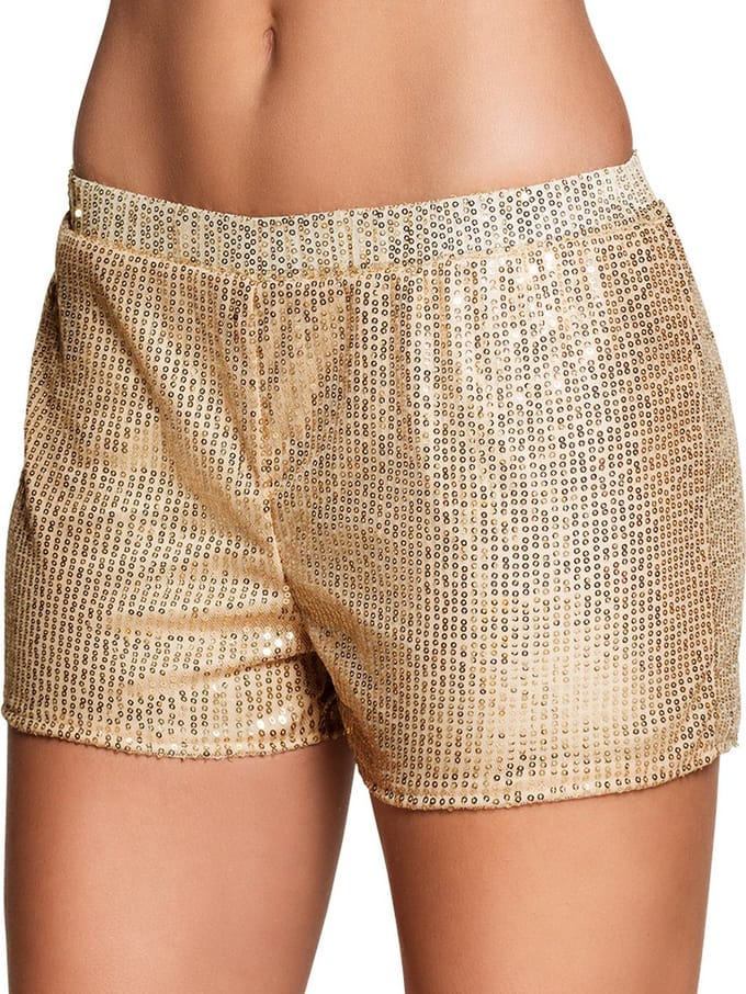 Boland - Hotpants Sequins goud (M) - Volwassenen - Danser/danseres - 80's & 90's - Disco