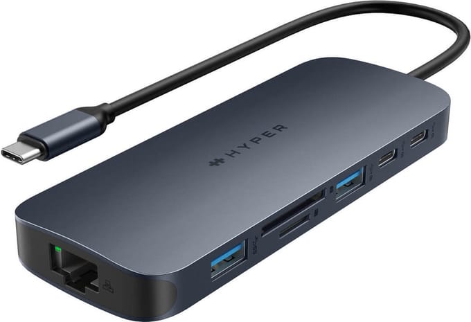 Hyper HD4005GL laptop dock & poortreplicator USB 3.2 Gen 2 (3.1 Gen 2) Type-C - Blauw