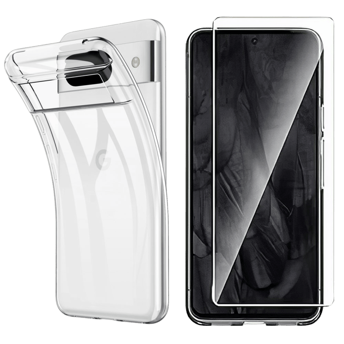 CaseBody Pixel 8 Pro Hoesje met Gehard Glas Screenprotector Transparant
