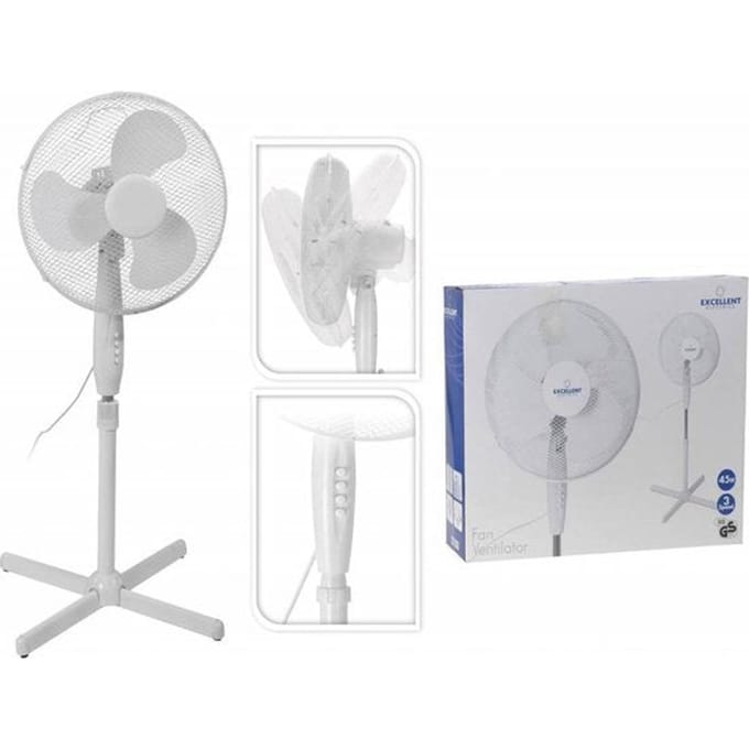 Excellent Electrics - Staande ventilator - Statiefventilator - 40cm Wit - 45W
