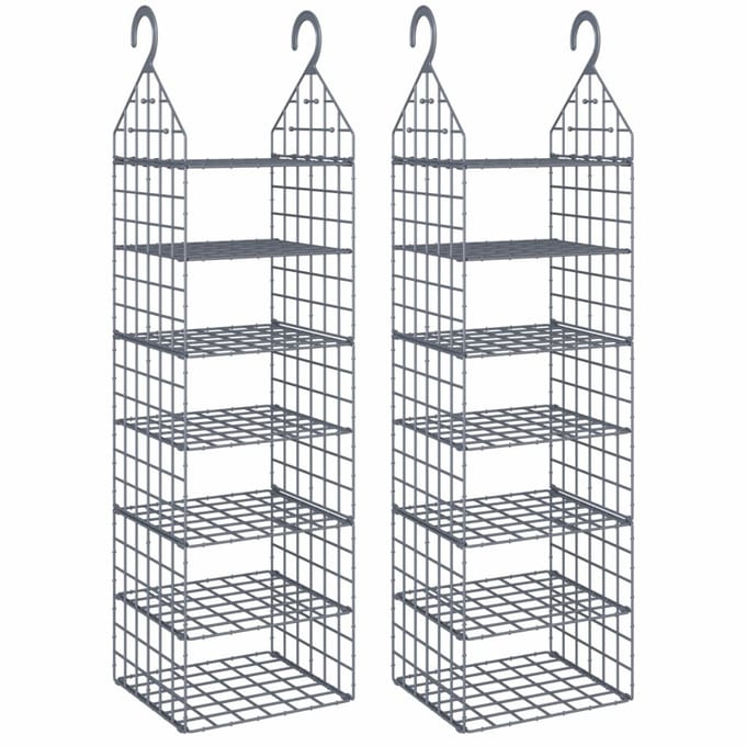 vidaXL - Hangende - kastorganisers - 2 - st - met - 7 - schappen