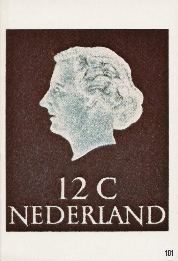 Briefkaart met afbeelding koningin Juliana postzegel
