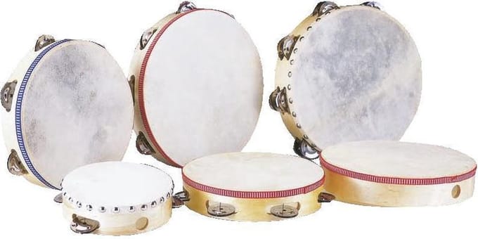 Tamboerijn 25 cm – Houten Frame met Natuurvel – 8 Paar Vernikkelde Schellen – Percussie Handtrommel