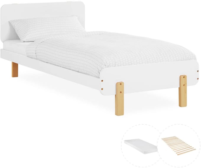Homestyle4u Kinderbed - 90x200 cm - Houten bed - met matras - Wit