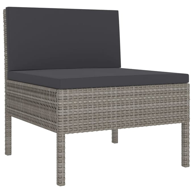 vidaXL - 5-delige - Loungeset - met - kussens - poly - rattan - grijs