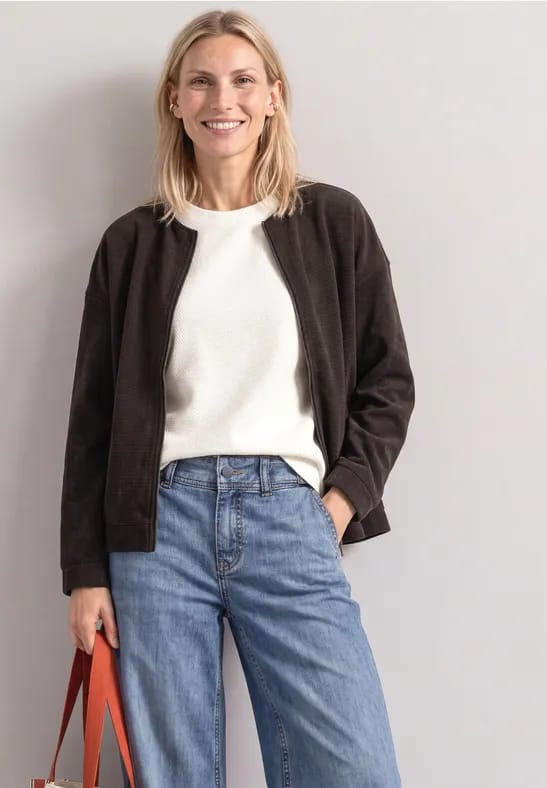 Jasje met ronde hals in corduroy-look