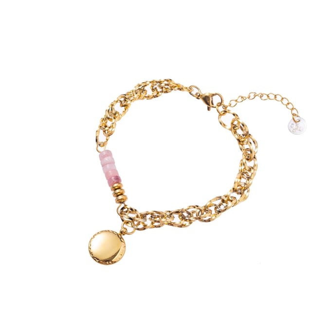 Go Dutch Label Armband (Sieraad) schakel roze kralen Roze
