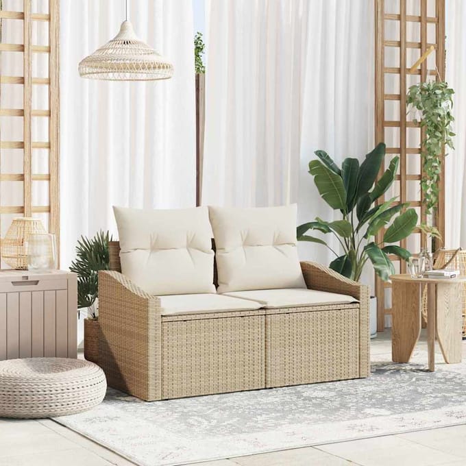 vidaXL - Tuin - Sofa - met - kussen - 123 - x - 62 - x - 69 - cm - poly - rattan