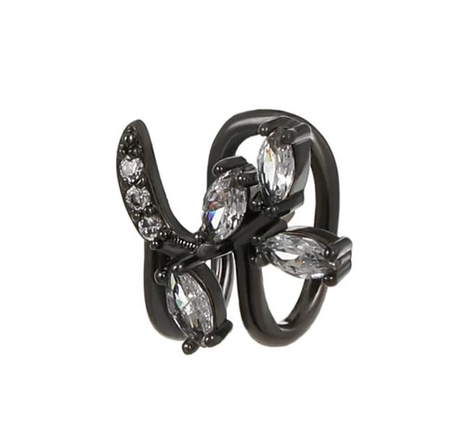 Blaadjes ear cuff | zwart