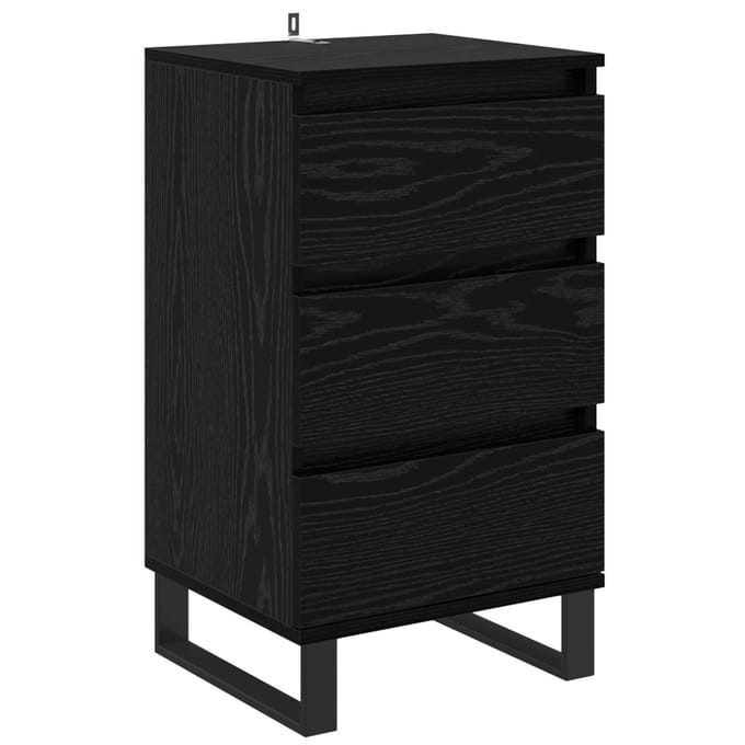 vidaXL - Dressoir - Zwart - eiken - Bewerkt - hout