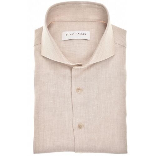 John Miller Overhemd Chambray Effect Subtle Mélange Look Airy Fabric Blend Sandy / male