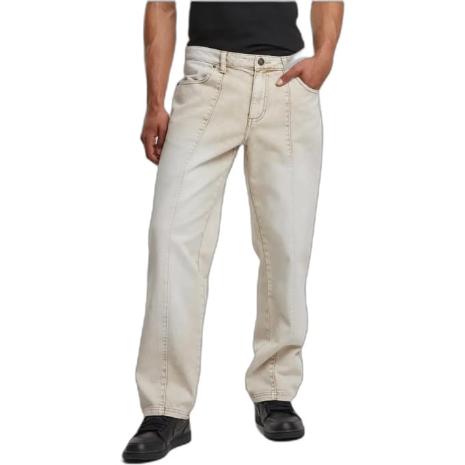 Urban Classics Jeans met wijde pijpen, denim, Wit, met scheidingsnaden, TB7605