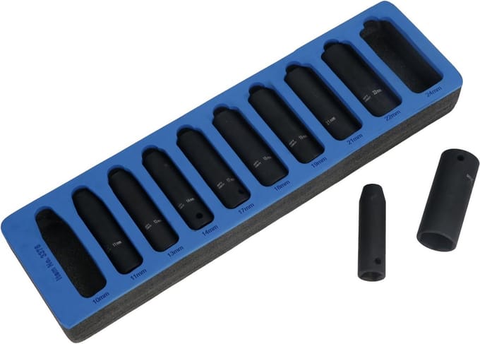 1/2 inch Diepe Metrische Inslag Dop Bits Set Zeskant 10 tot 24 mm