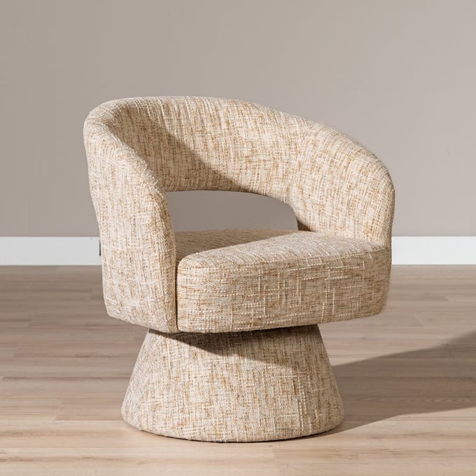 Bronx71® Fauteuil Josh draaibaar chenille beige