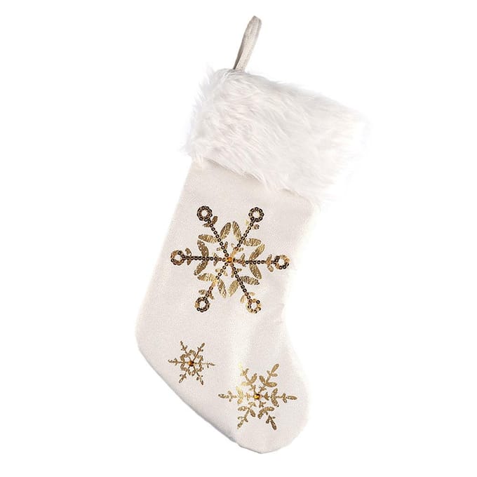 Kerstsok Snoepzak Sneeuwvlok Pailletten Kerstsok white