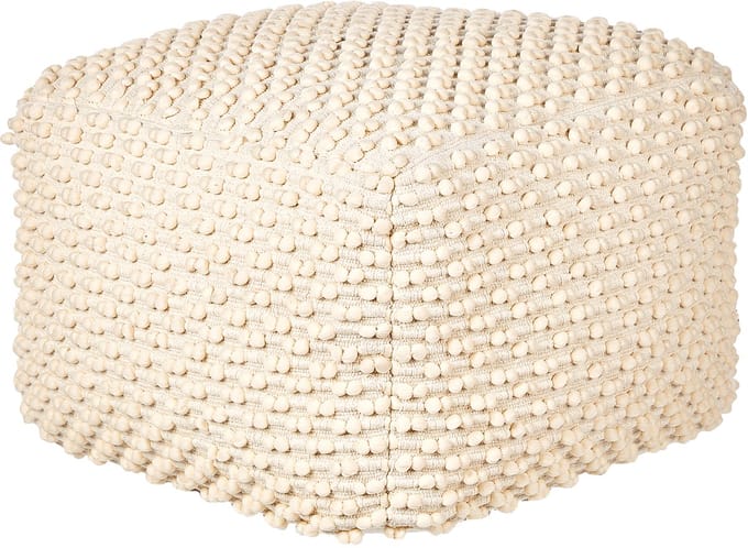 KINGRI - Poef - Lichtbeige - 50 x 50 x 35 cm - Katoen/Polyester