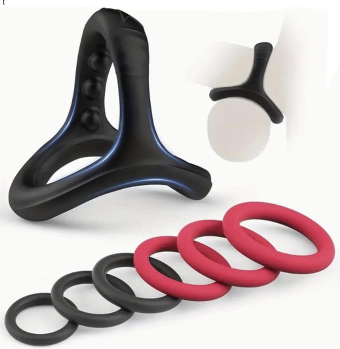 7-delige Set Zachte Elasticiteit Siliconen Penisringen-Cockring Set.