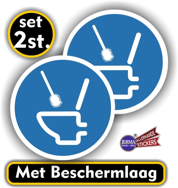 Jerma - Toilet schoon achterlaten, pixtogramstickers set van 2 stuks