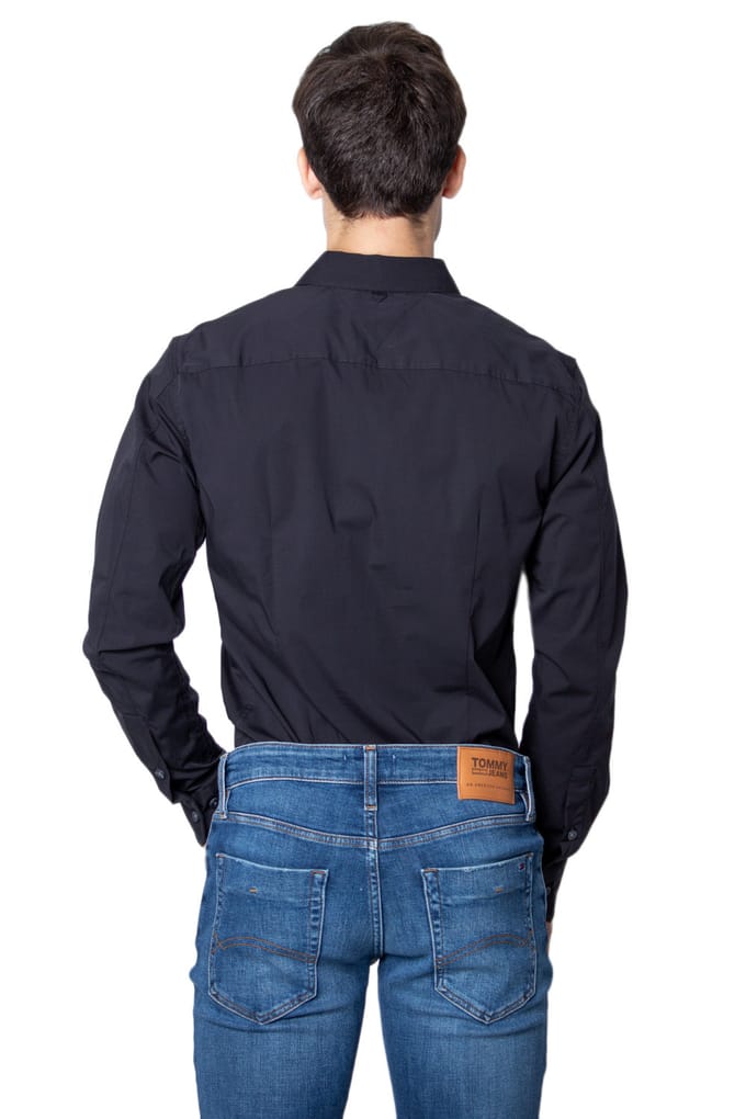 Tommy Jeans Overhemden Slim Fit Stretch Zwart