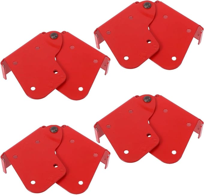 Ladderscharnieren 4 Stuks - Vouwscharnieren Zoldertrap - Stabiele Ondersteuning - Aluminiumlegering Constructie - 16.7x7.7x3.2cm - Rood