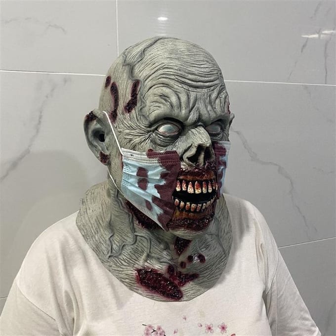Zombie doomsday masker eng latex hoofddeksel feest grappig spookgezicht latex masker One Size grijs
