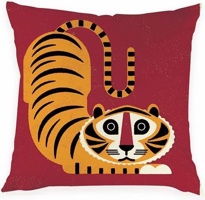 Kussens | Kussenhoes Tijger Rood | Vierkant