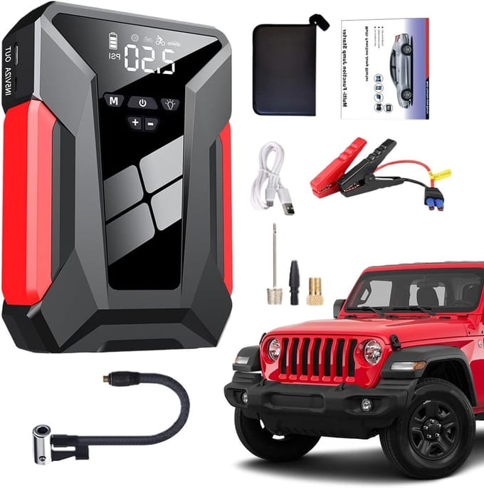 Draagbare Accu Starter - Jump Starter Booster - Auto Starten - Met Bandenpomp - 27 x 225 x 8 cm